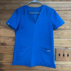 Figs royal blue two pocket scrub top